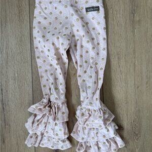 Matilda Jane Light Pink Ruffle Leggings with Gold Dots